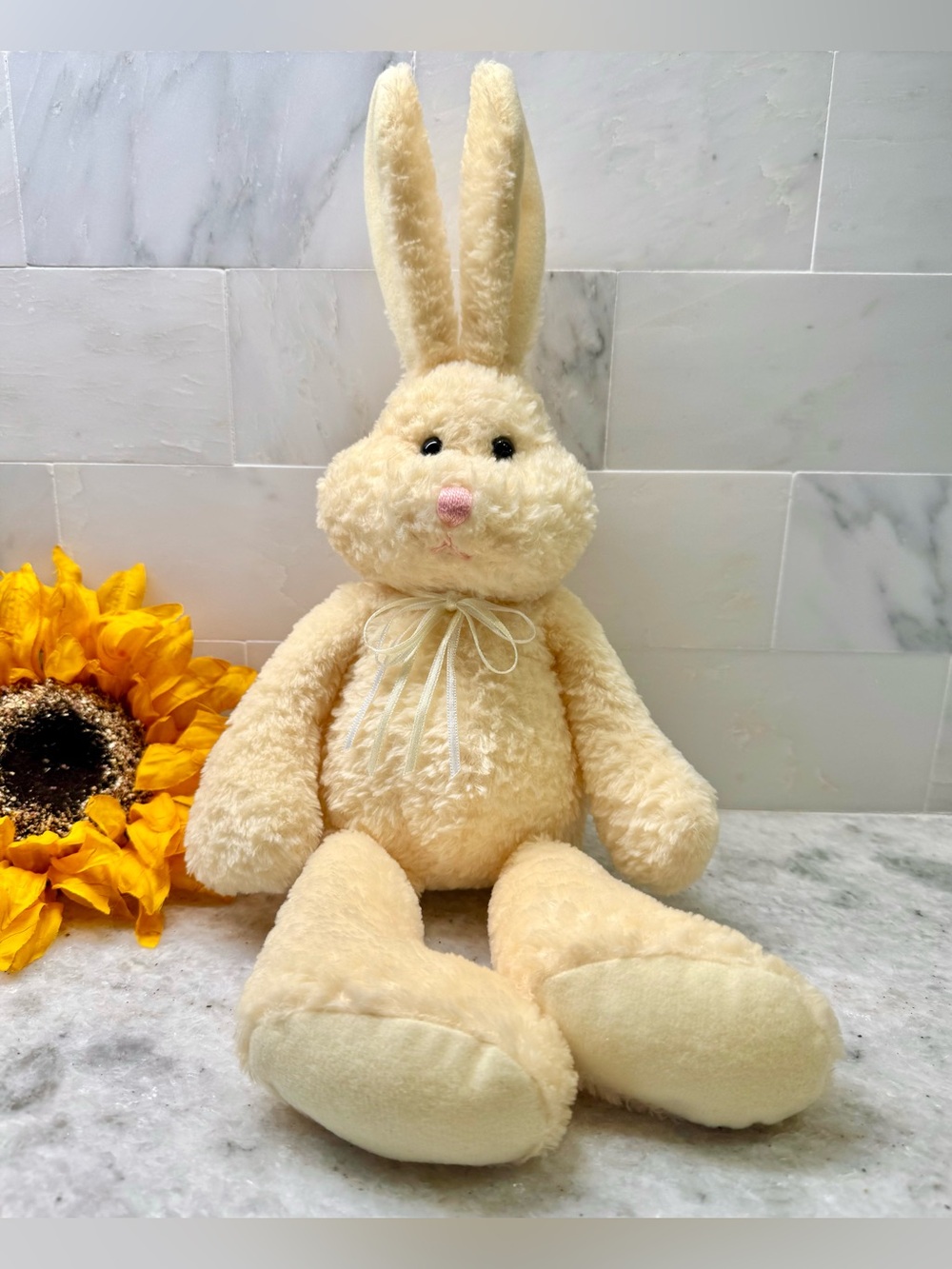 Vintage Gund Heads & Tales Yellow Bunny Rabbit Stuffed Animal Plush Toy - 16”